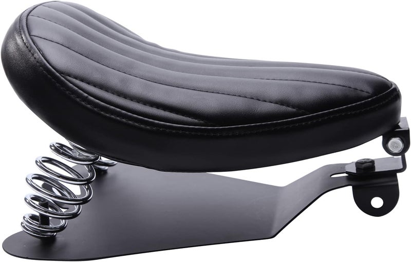 DREAMIZER Motorcycle Seat Cushion Driver Solo Seats with Spring Bracket PU Leather Compatible with Harley Honda Yamaha Kawasaki Sportster Iron 883 1200 Chopper Bobber Cafe Racer - Image 5